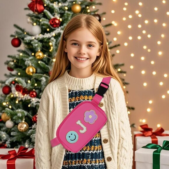 Personalized Pink Fanny Pack for Girls - Stylish Preppy Belt Bag (J Initial) - Picture 6 of 7